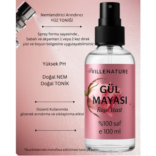 Villenature Gül Mayası Tonik Arındırıcı Etki Tüm Cilt Tipleri İçin 100 ml Cam Şişede - Thumbnail 2