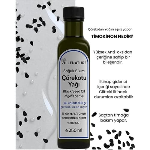 Villenature 2'li Set Soğuk Sıkım Çörekotu Yağı “black Seed Oil” (Nigella Sativa) 250 ml - Thumbnail 4