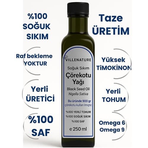 Villenature 2'li Set Soğuk Sıkım Çörekotu Yağı “black Seed Oil” (Nigella Sativa) 250 ml - Thumbnail 5