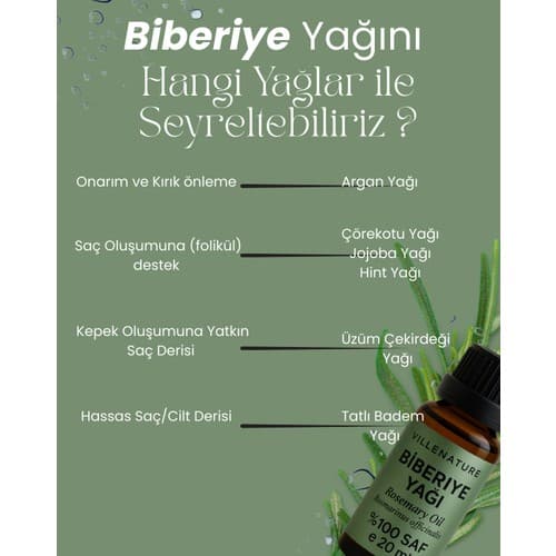 Villenature Biberiye Yağı "rosemary Oil" Rosmarinus Officinalis Saf ve Uçucu 20 ml - Thumbnail 4