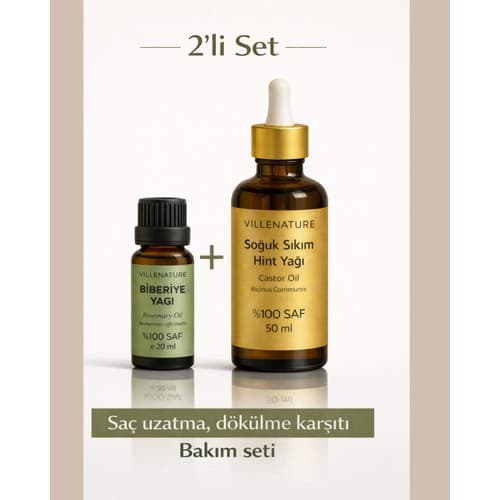 Villenature 2'li Biberiye Yağı 20 ml & Hint Yağı 50 ml Set - %100 Saf ve Organik - Thumbnail 2
