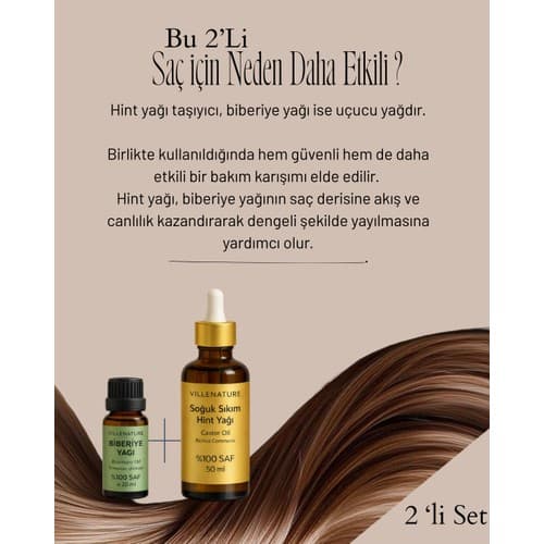 Villenature 2'li Biberiye Yağı 20 ml & Hint Yağı 50 ml Set - %100 Saf ve Organik - Thumbnail 7