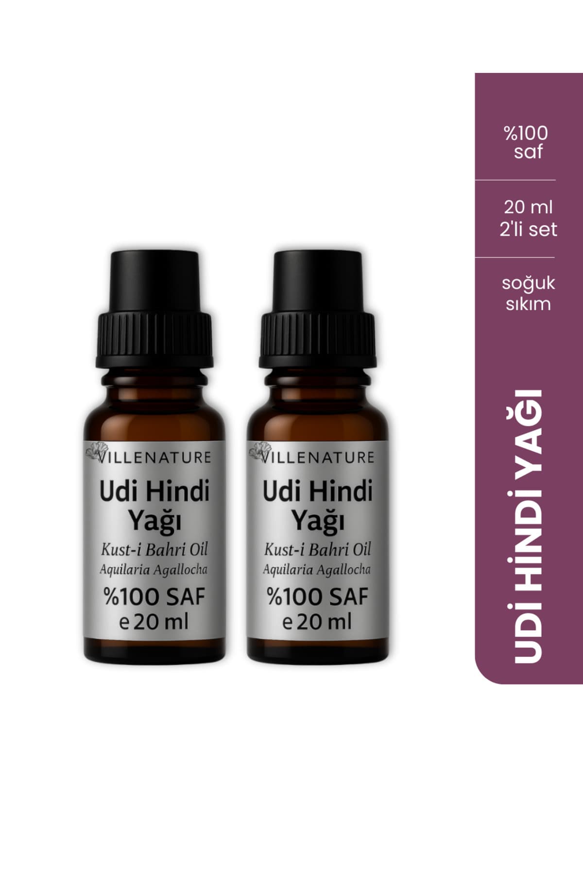 2'li Set Udi Hindi Yağı “Kust-i Bahri Oil” (Aquilaria Agallocha) 20 ML