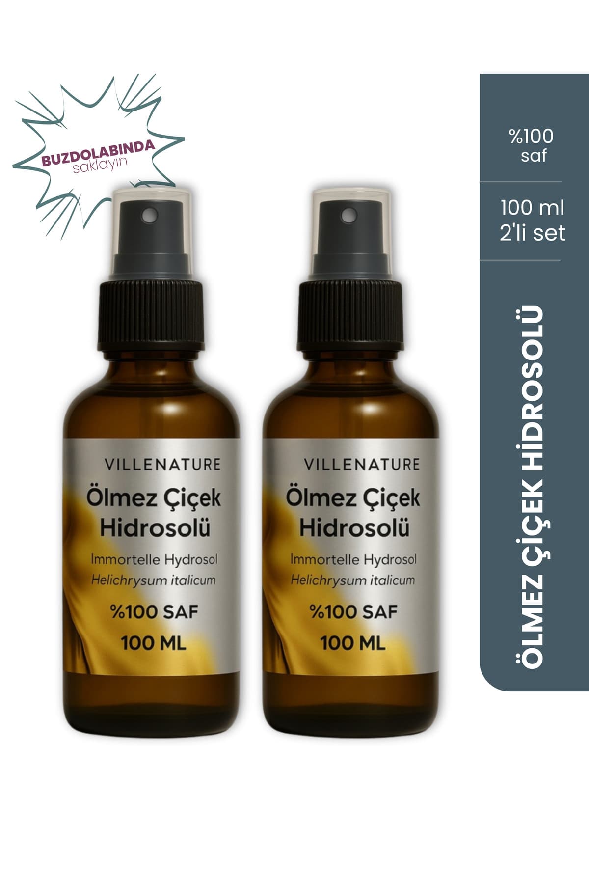 2'li Set Ölmez Çiçek Hidrosolü “Immortelle Hydrosol” (Helichrysum Italicum) 100 ML