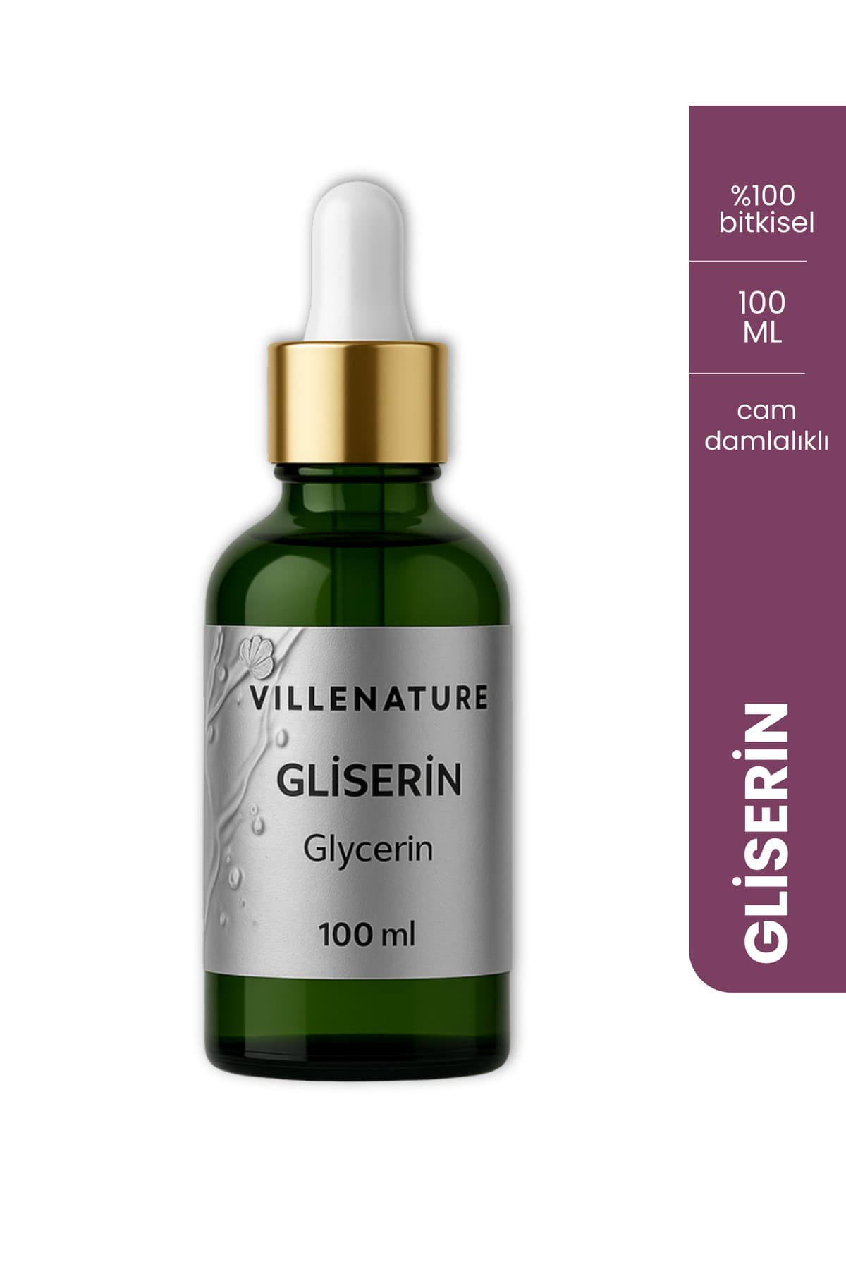 %100 Bitkisel Gliserin Yağı 100 ML Cam damlalıklı şişe