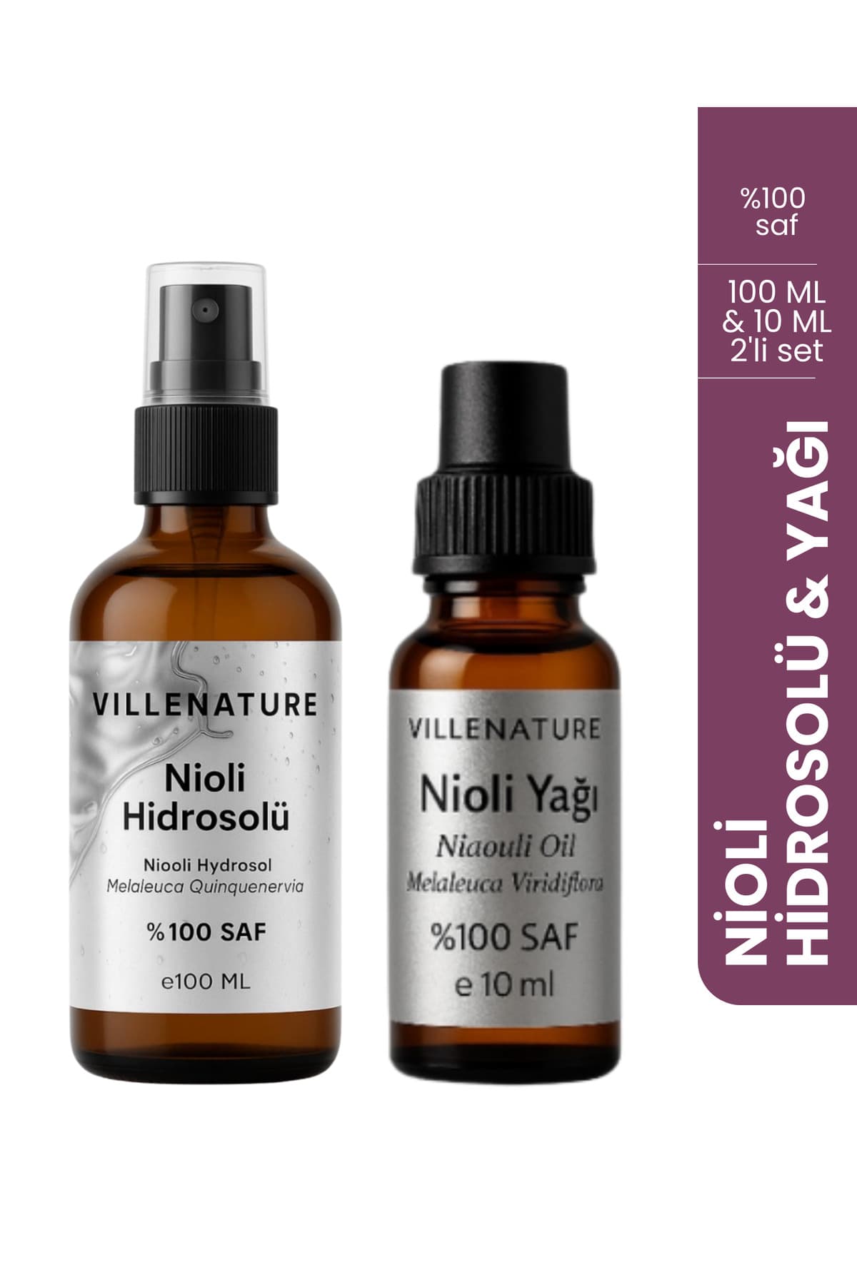 2'li Nioli Seti - Nioli Hidrosolü 100 ML & Nioli Yağı 10 ML - %100 Saf ve Organik