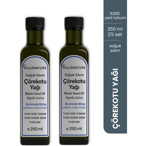 Villenature 2'li Set Soğuk Sıkım Çörekotu Yağı “black Seed Oil” (Nigella Sativa) 250 ml